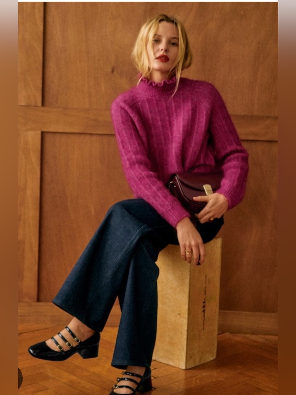 Sezane Loris Jumper Raspberry - Size XS